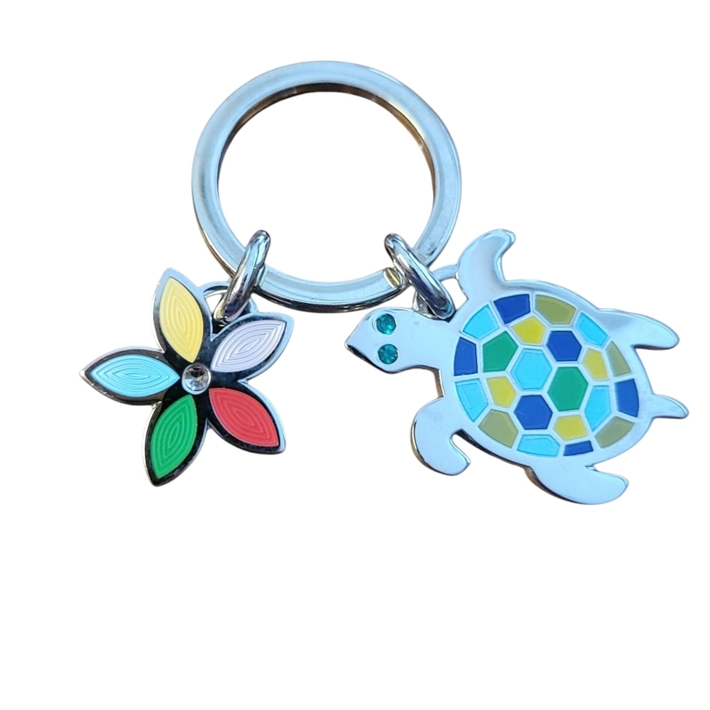 Colorful Turtle and Flower Keychain